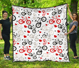 Bicycle Pattern Print Design 04 Premium Quilt