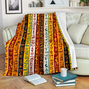 Egypt Hieroglyphics Pattern Print Design 01 Premium Blanket