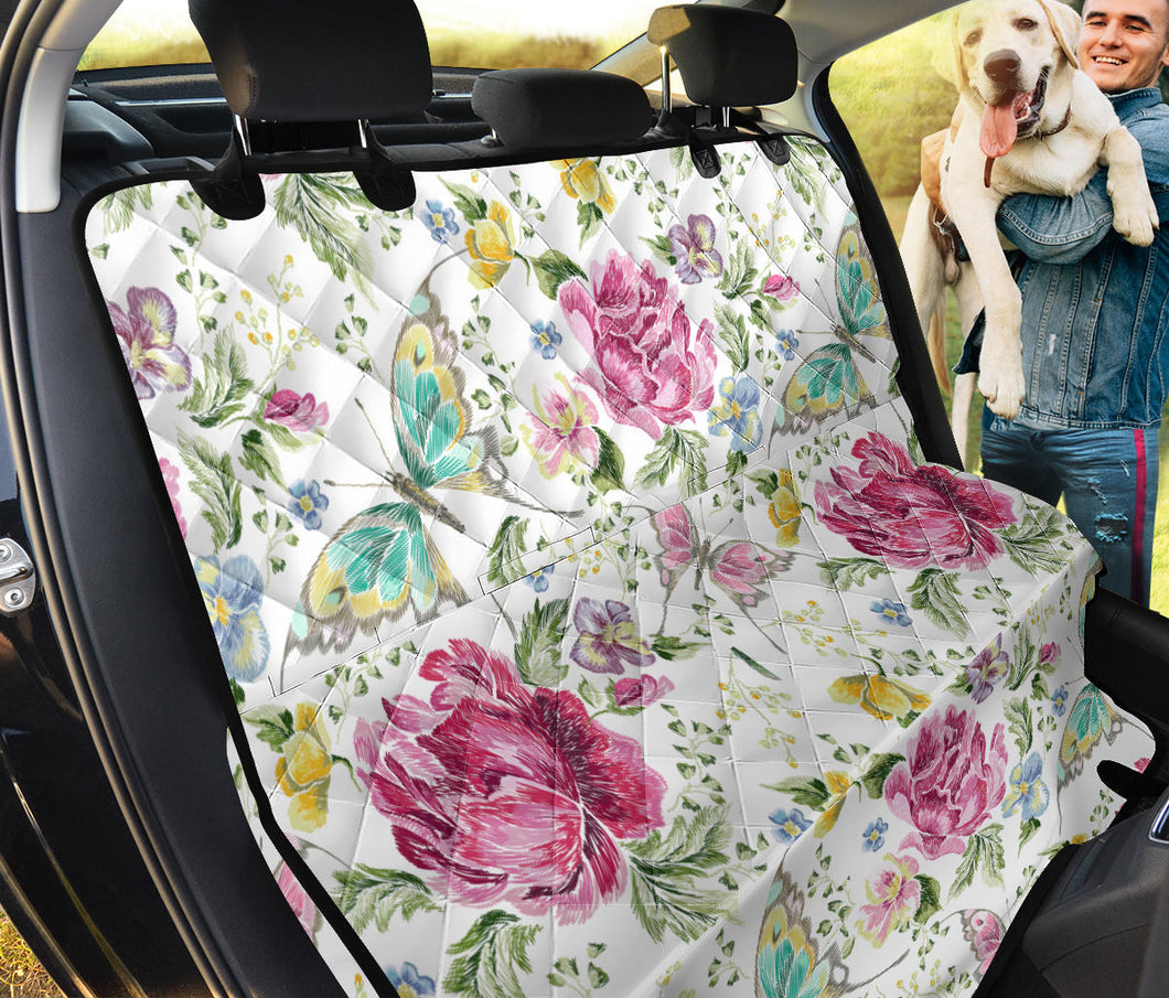 Hand Drawn Butterfly Rose Dog Car Seat Covers