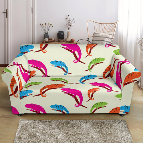 Colorful Chameleon Lizard Pattern Loveseat Couch Slipcover