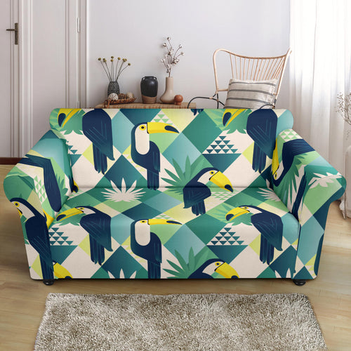 Toucan Tropical Leaves Design Pattern  Loveseat Couch Slipcover