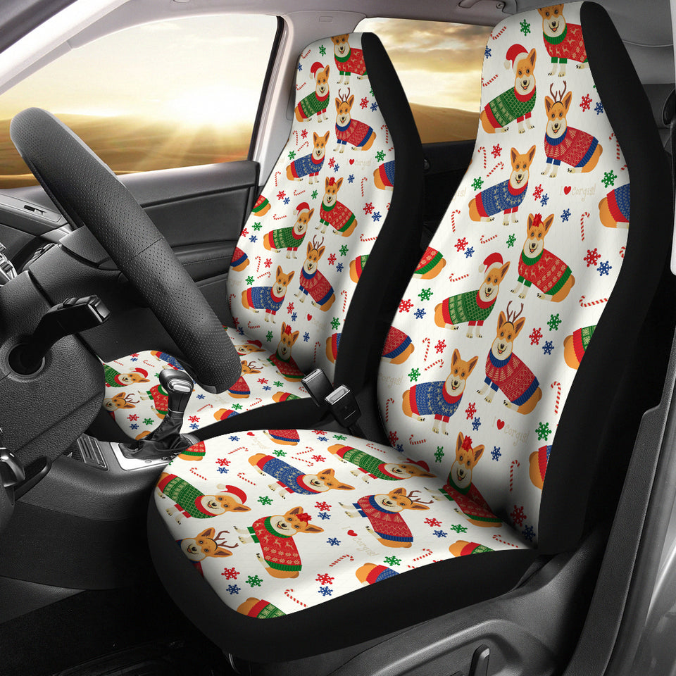 Corgi Christmas Pattern Universal Fit Car Seat Covers