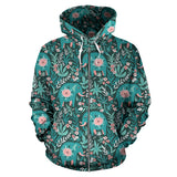 Elephants Jungle Pattern Zip Up Hoodie