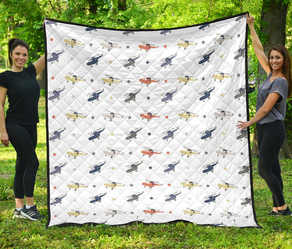 Cute Helicopter Star Pattern Premium Quilt