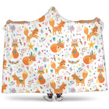 Cute Tribal Fox Pattern Hooded Blanket