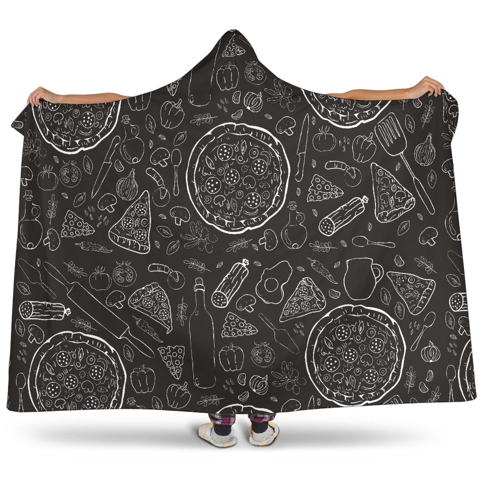 Pizza Pattern  Hooded Blanket