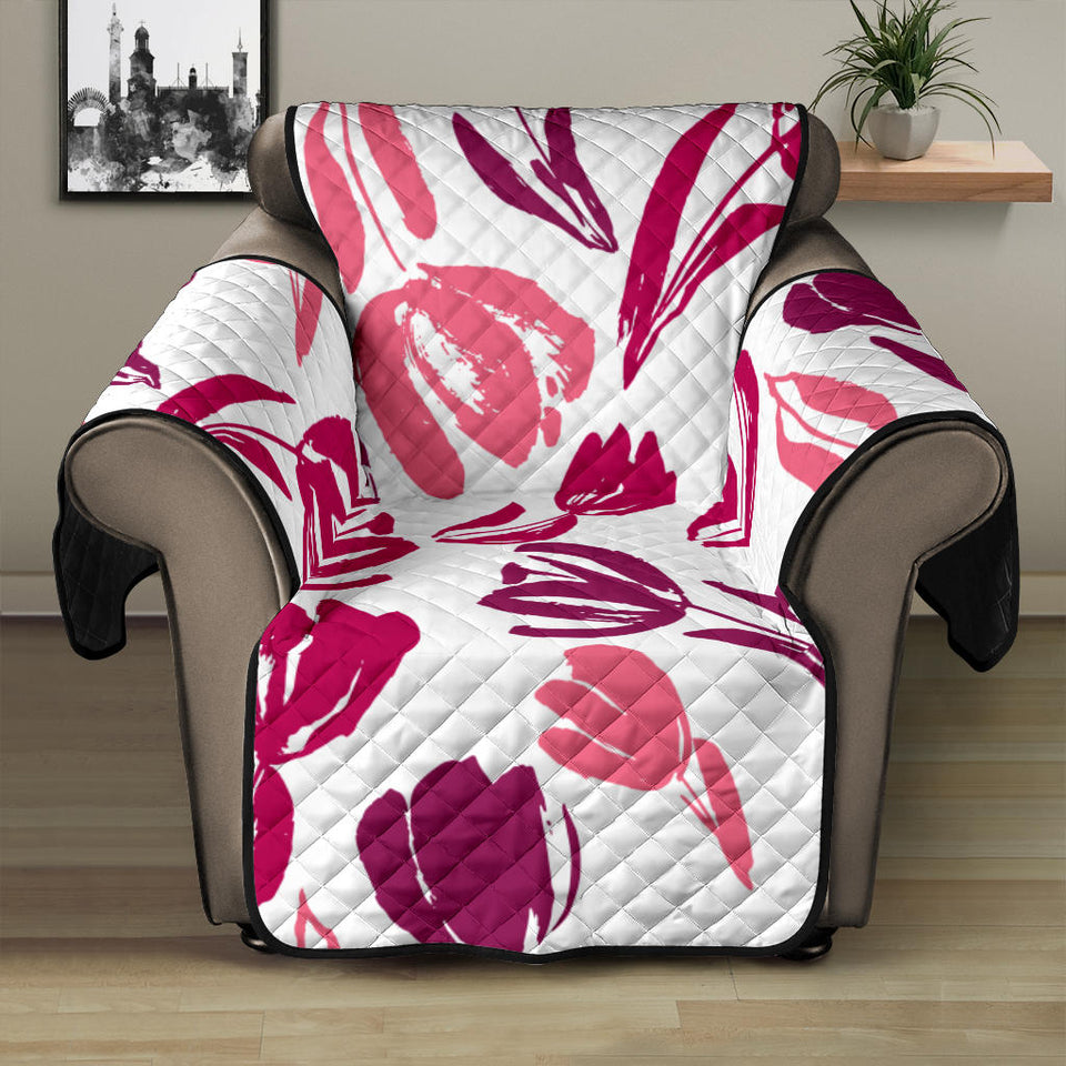 pink sketch tulip pattern Recliner Cover Protector