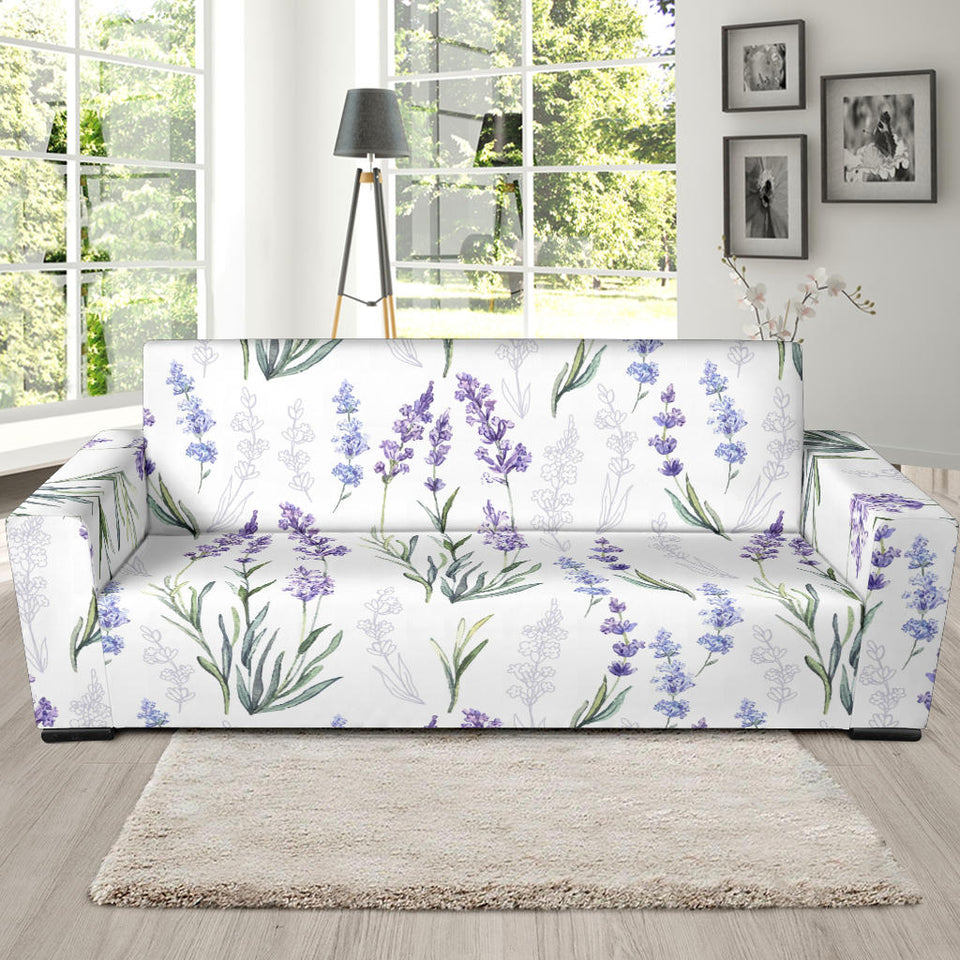 Hand Painting Watercolor Lavender Sofa Slipcover