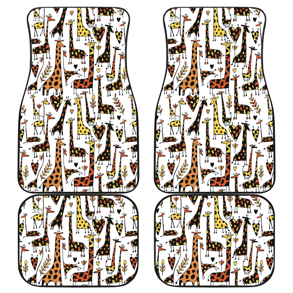 Giraffe Pattern Print Design 05 Front and Back Car Mats