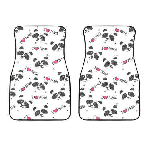 Hand Drawn Faces Of Pandas Pattern Front Car Mats