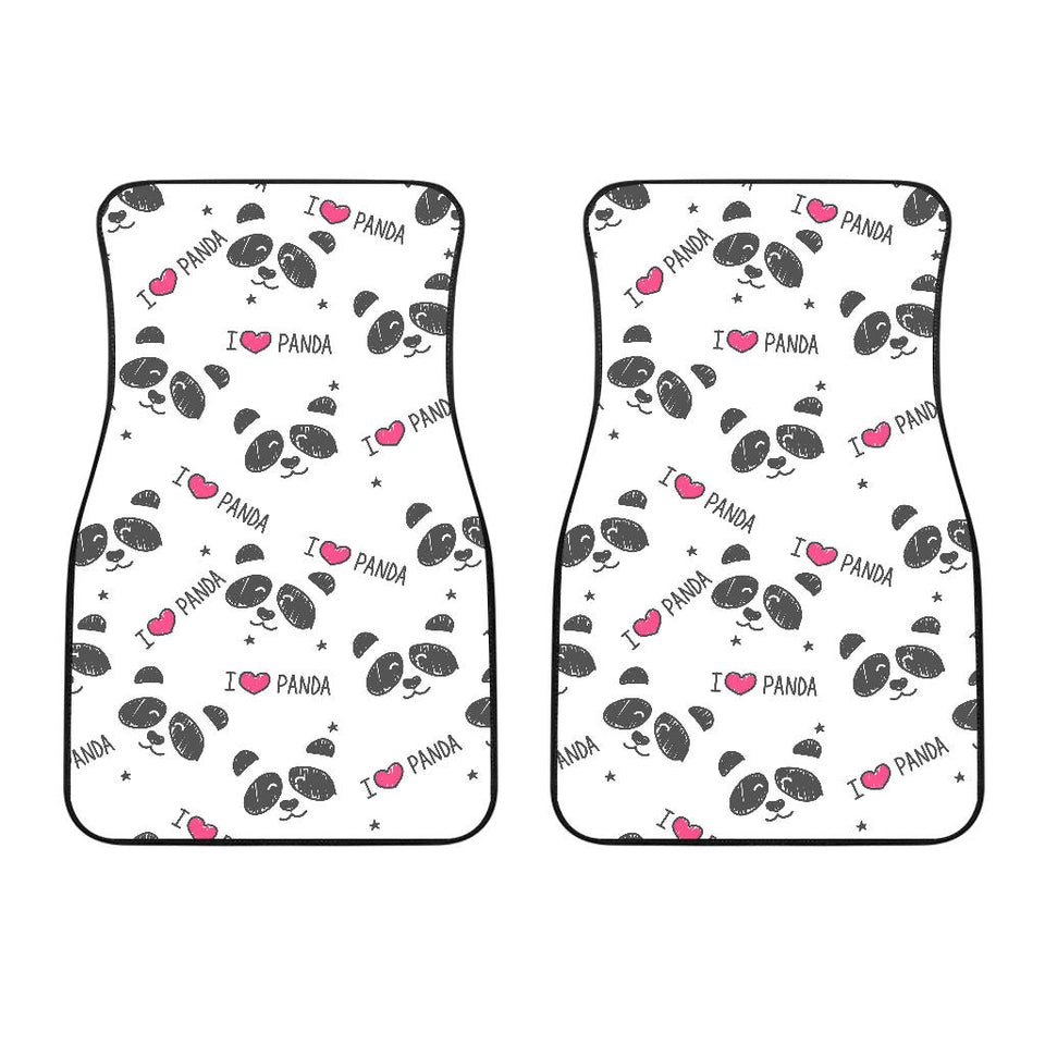 Hand Drawn Faces Of Pandas Pattern Front Car Mats