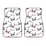 Hand Drawn Faces Of Pandas Pattern Front Car Mats