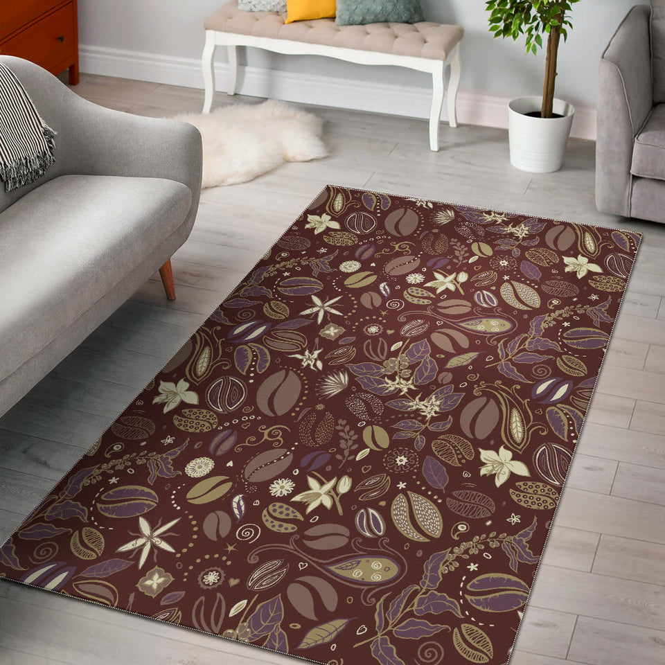 Coffee Bean Flower Pattern Area Rug