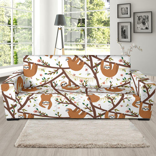 Sloths Hanging On The Tree Pattern Sofa Slipcover