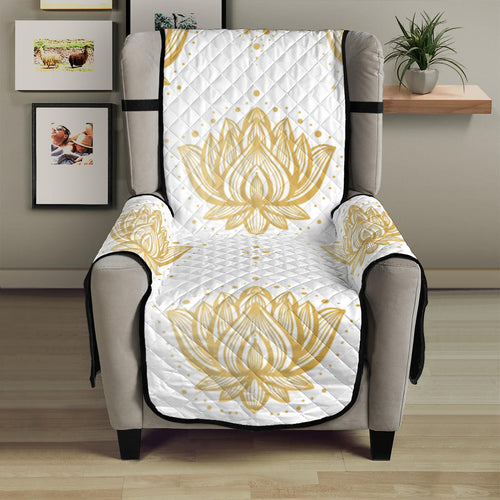 Gold Ornamental lotue waterlily symbol pattern Chair Cover Protector