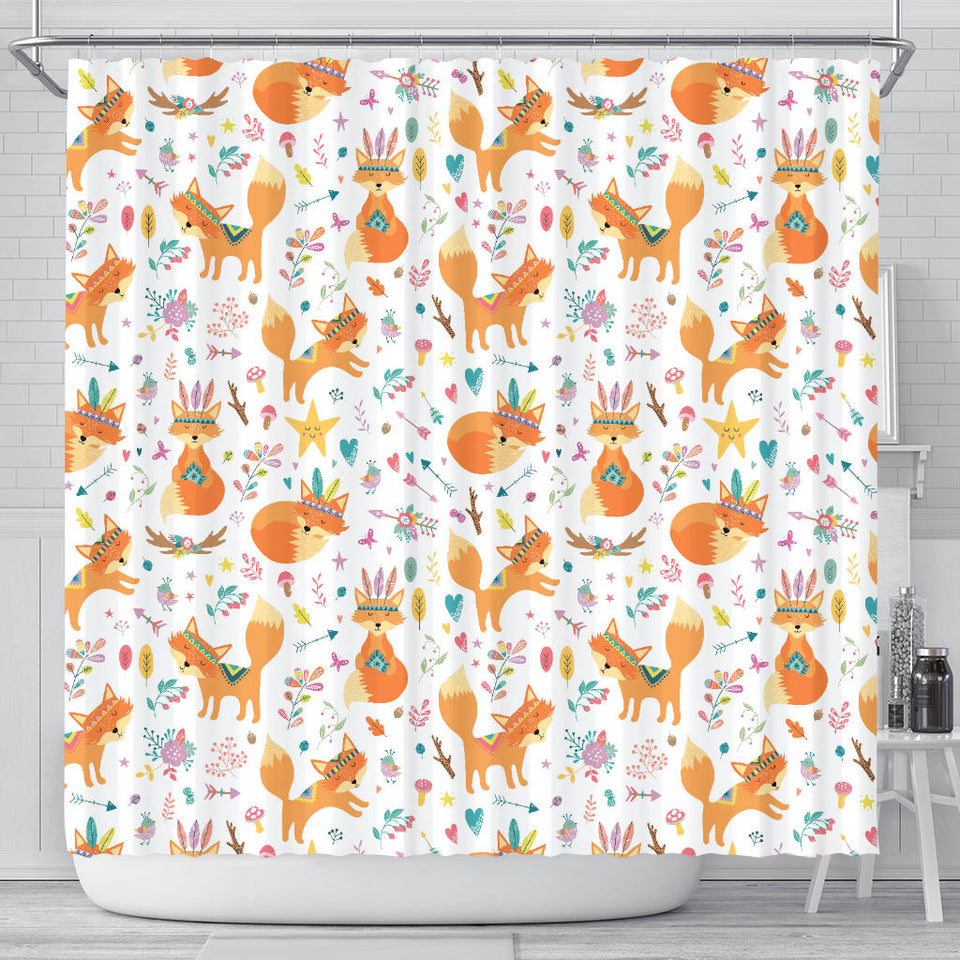 Cute Tribal Fox Pattern Shower Curtain Fulfilled In US