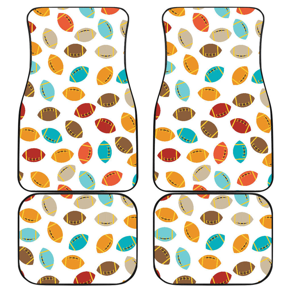 Colorful American Football Ball Pattern Front And Back Car Mats