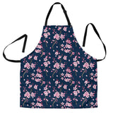 Pink Sakura Cherry Blossom Blue Background Adjustable Apron