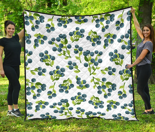 Blueberry White Background Premium Quilt