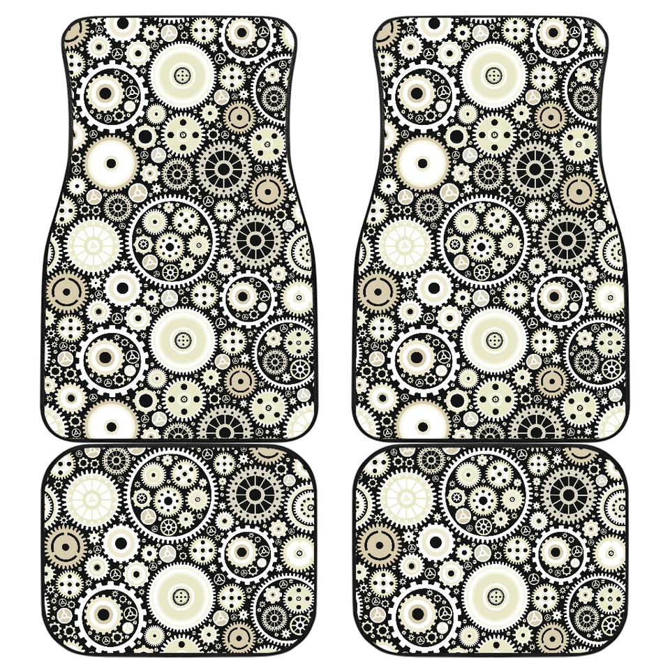 Gear Pattern Print Design 02 Front and Back Car Mats