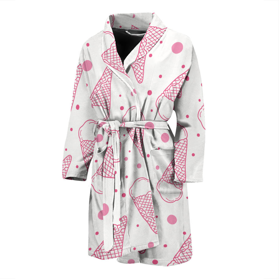 Hand Drawn Ice Cream Pattern Men'S Bathrobe