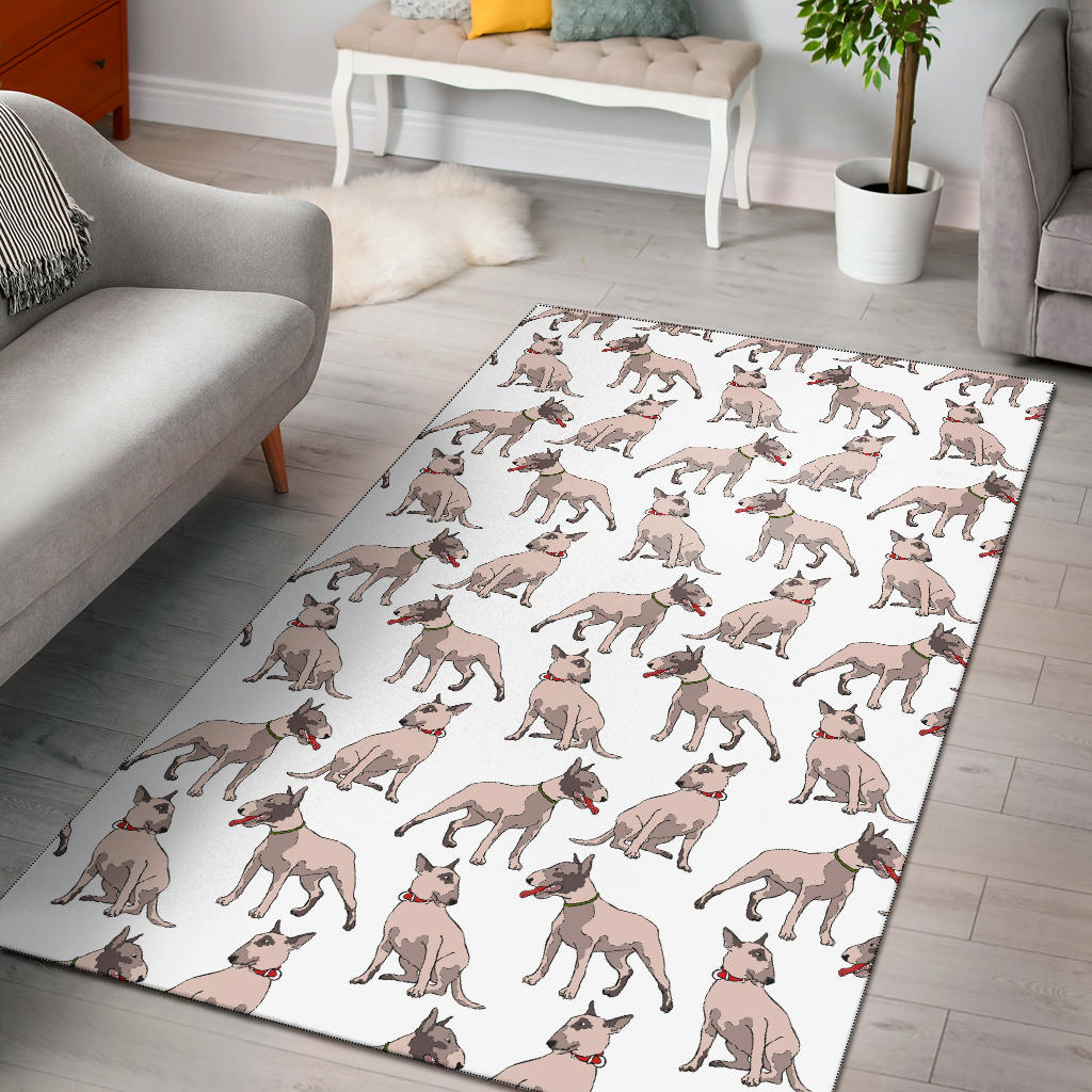 Bull Terrier Pattern Print Design 04 Area Rug