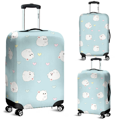 White Cute Hamsters Heart Pattern Luggage Covers