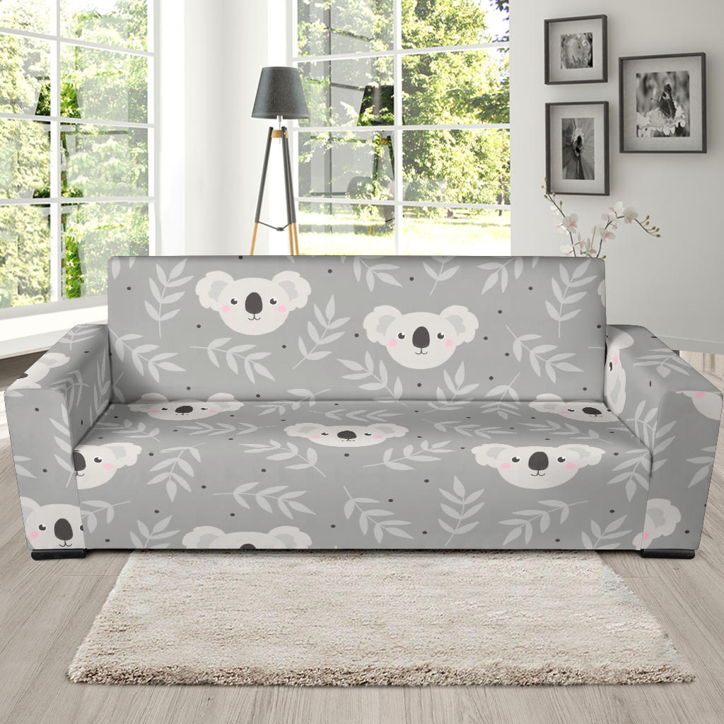 Cute Koala Leaves Pattern Sofa Slipcover