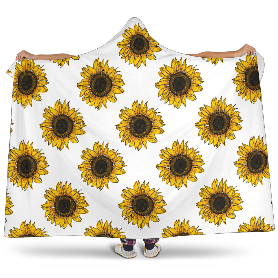 Sunflowers Design Pattern Hooded Blanket