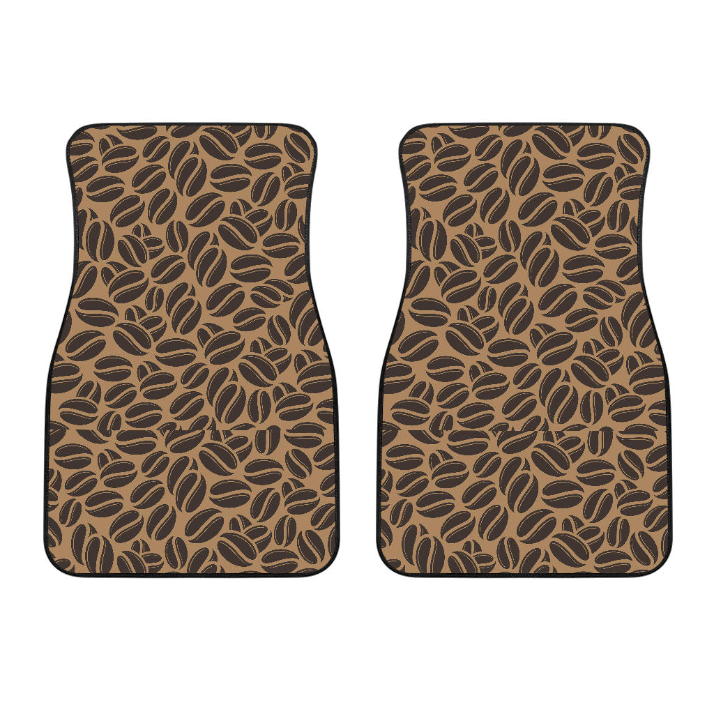 Coffee Bean On Brown Background Front Car Mats