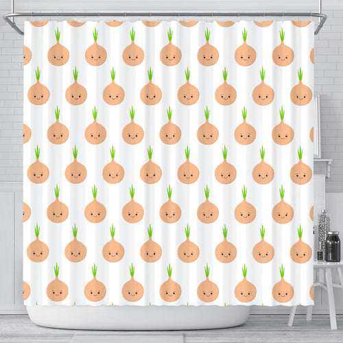 Cute Onions Smiling Faces Shower Curtain Fulfilled In US
