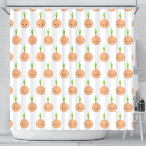 Cute Onions Smiling Faces Shower Curtain Fulfilled In US