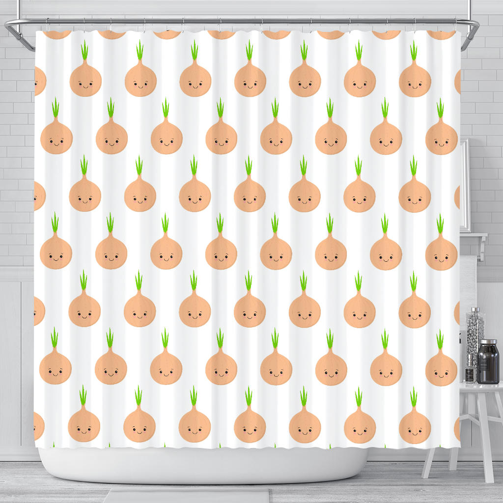 Cute Onions Smiling Faces Shower Curtain Fulfilled In US