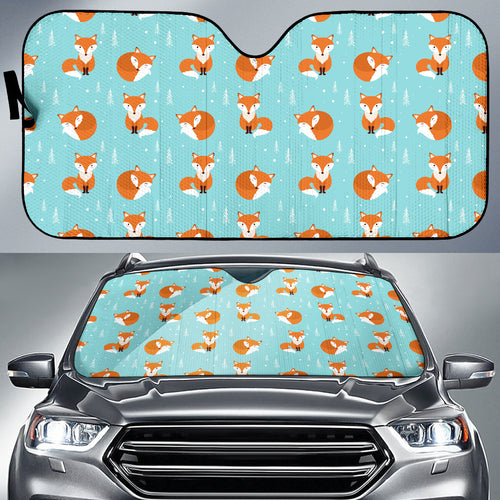 Fox Pattern Blue B Ackground Car Sun Shade