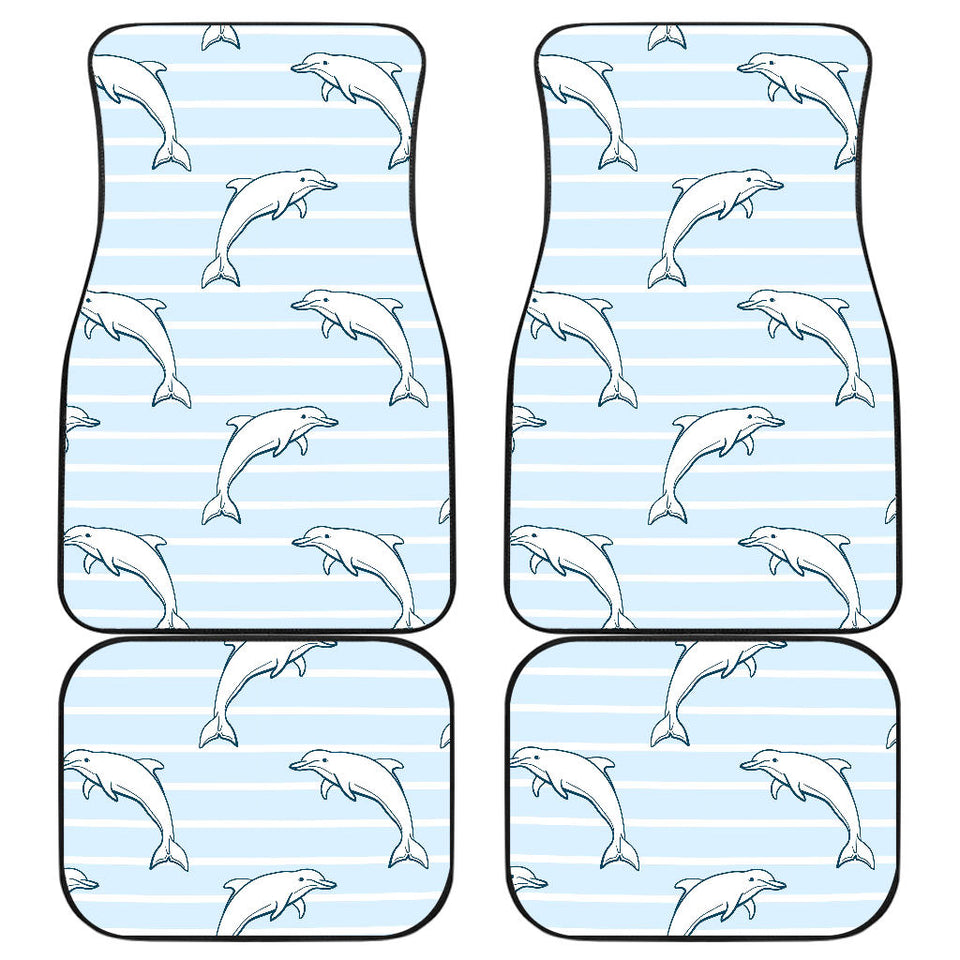 Dolphin Blue Striped Background Front And Back Car Mats