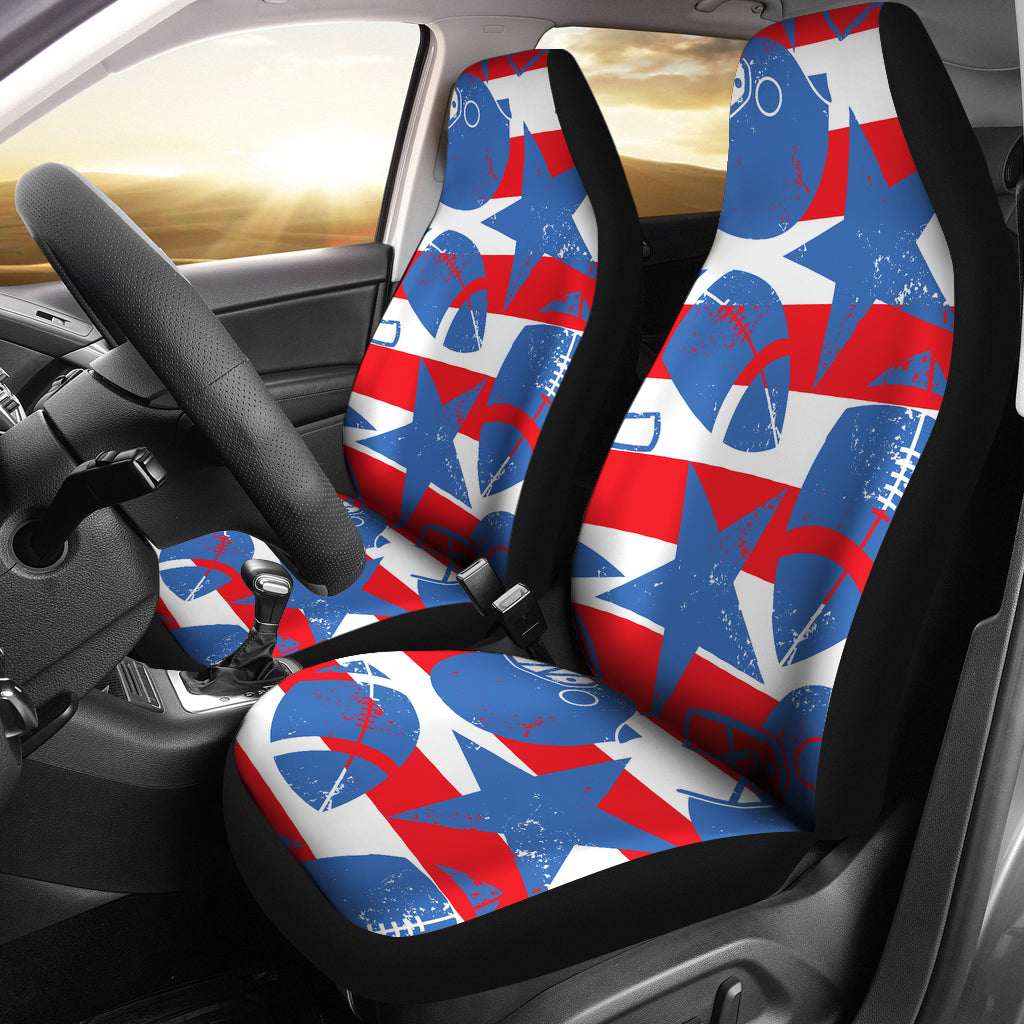 American Football Ball Star Stripes Pattern  Universal Fit Car Seat Covers