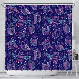 Cute Owls Pattern Boho Style Ornament Shower Curtain Fulfilled In US