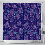 Cute Owls Pattern Boho Style Ornament Shower Curtain Fulfilled In US