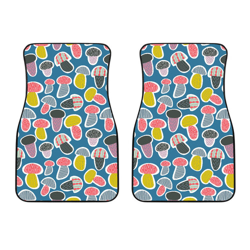 Colorful Mushroom Design Pattern Front Car Mats