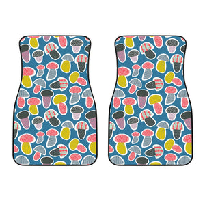 Colorful Mushroom Design Pattern Front Car Mats