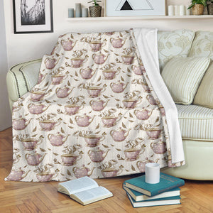 Tea pots Pattern Print Design 03 Premium Blanket