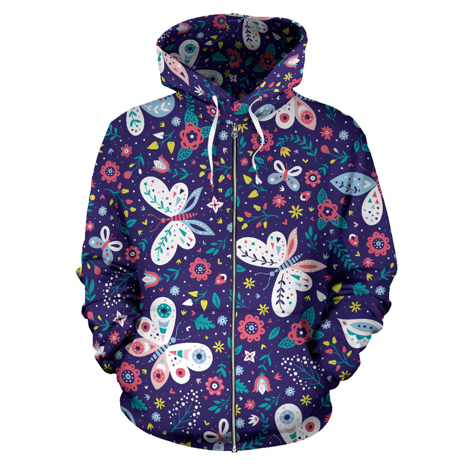 Colorful Butterfly Flower Pattern.Eps Zip Up Hoodie