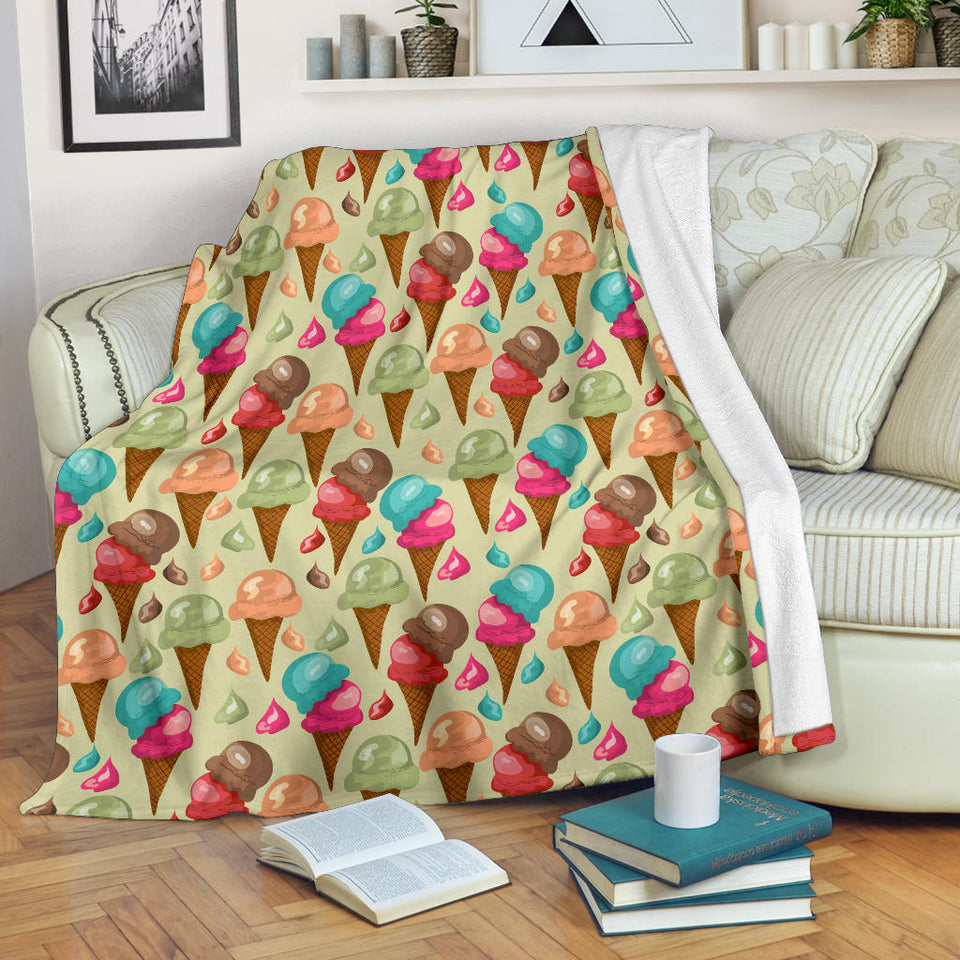 Colorful Ice Cream Pattern Premium Blanket