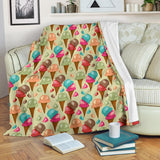 Colorful Ice Cream Pattern Premium Blanket