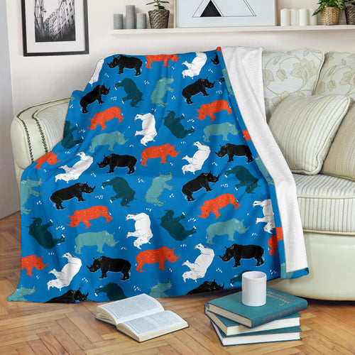 Colorful Rhino Pattern Premium Blanket