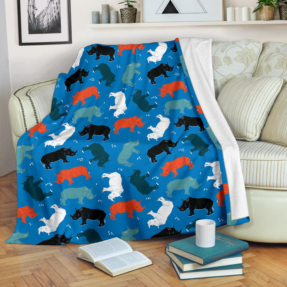 Colorful Rhino Pattern Premium Blanket