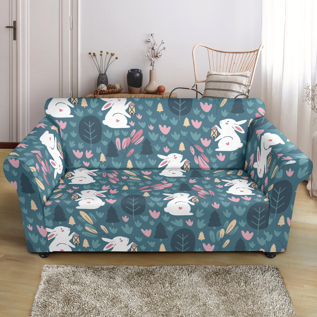 Cute Rabbit Pattern Loveseat Couch Slipcover