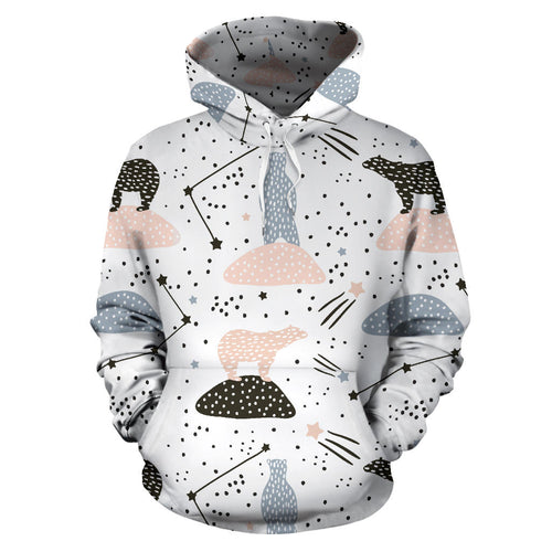 Polar Bears Star Poka Dot Pattern Men Women Pullover Hoodie