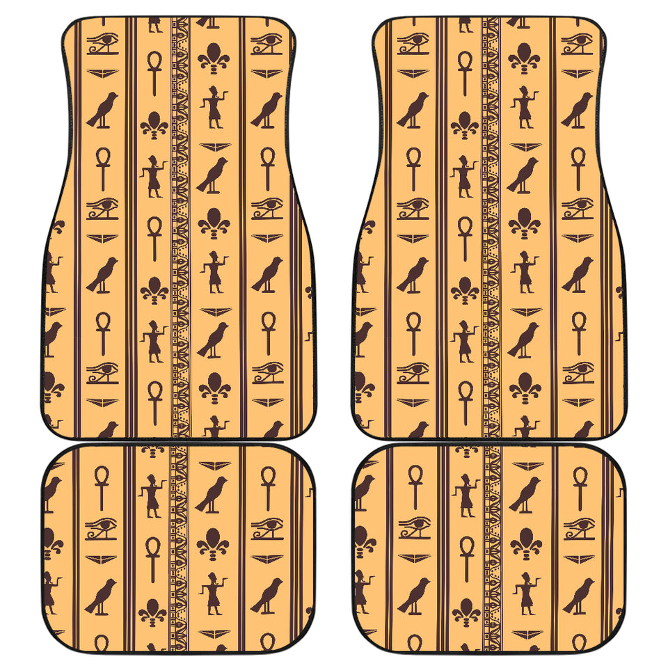 Egypt Hieroglyphics Pattern Print Design 02 Front and Back Car Mats