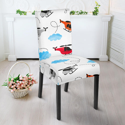 Watercolor Helicopter Cloud Pattern Dining Chair Slipcover